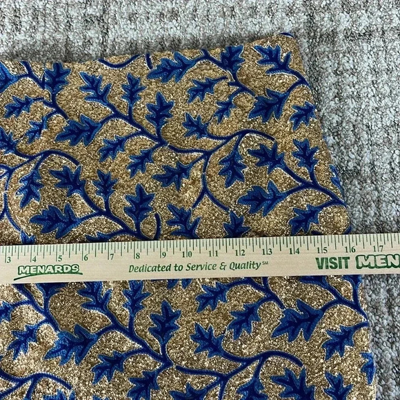 The Odells By Anthropologie Sequin High Waisted Skirt Small Embroidery Blue Gold - Picture 8 of 10